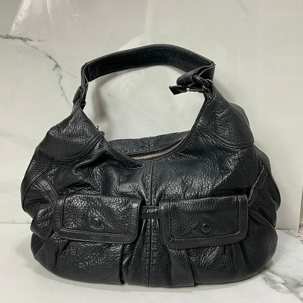 COLE HAAN Black Leather Hobo Shoulder Bag - Picture 1 of 9
